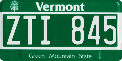 VT license plate ZTI845