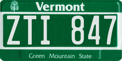 VT license plate ZTI847