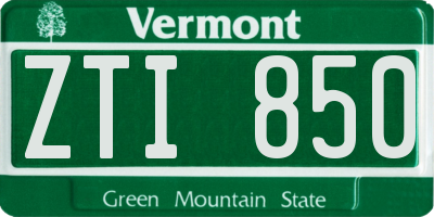 VT license plate ZTI850