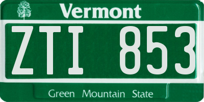 VT license plate ZTI853