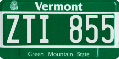 VT license plate ZTI855