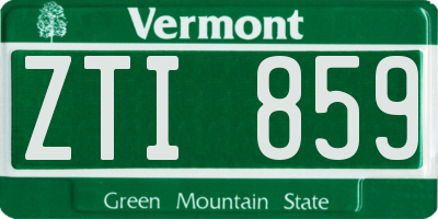 VT license plate ZTI859