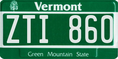 VT license plate ZTI860