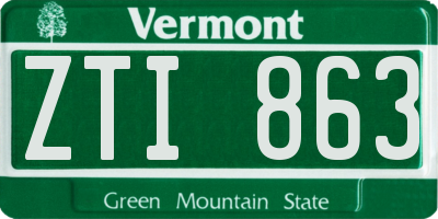 VT license plate ZTI863