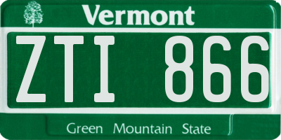 VT license plate ZTI866