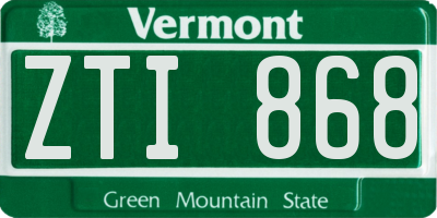 VT license plate ZTI868