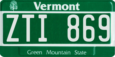 VT license plate ZTI869
