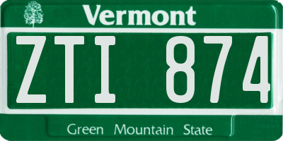 VT license plate ZTI874