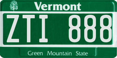VT license plate ZTI888