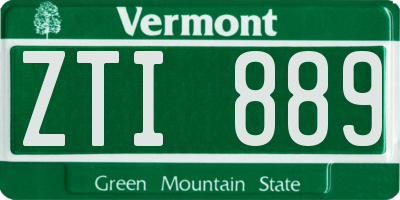 VT license plate ZTI889