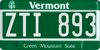 VT license plate ZTI893