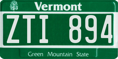 VT license plate ZTI894
