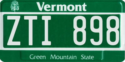 VT license plate ZTI898