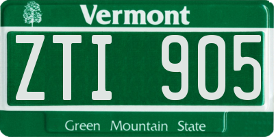 VT license plate ZTI905