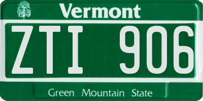 VT license plate ZTI906