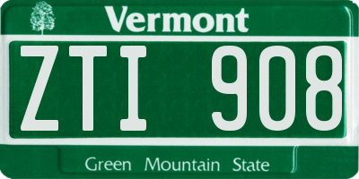 VT license plate ZTI908