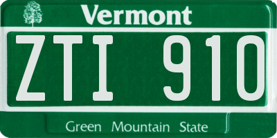 VT license plate ZTI910