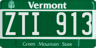 VT license plate ZTI913