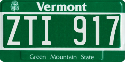 VT license plate ZTI917