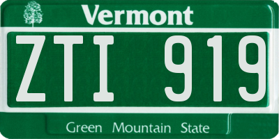 VT license plate ZTI919