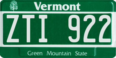 VT license plate ZTI922