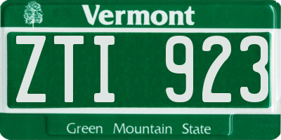 VT license plate ZTI923