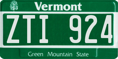 VT license plate ZTI924