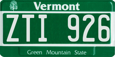 VT license plate ZTI926