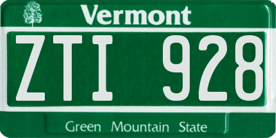 VT license plate ZTI928