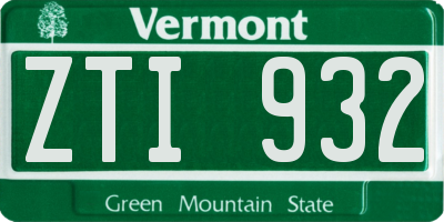 VT license plate ZTI932