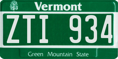 VT license plate ZTI934