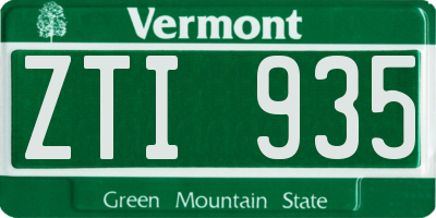 VT license plate ZTI935