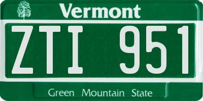 VT license plate ZTI951