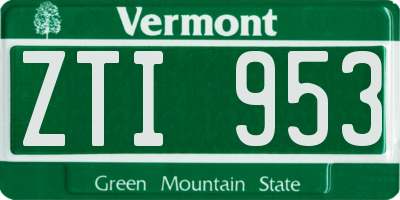 VT license plate ZTI953