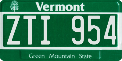 VT license plate ZTI954