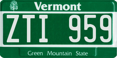 VT license plate ZTI959