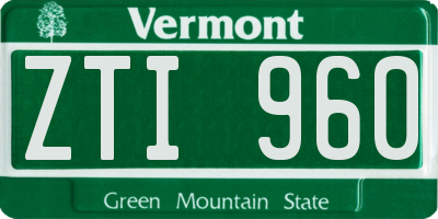 VT license plate ZTI960