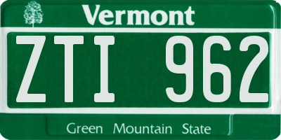 VT license plate ZTI962