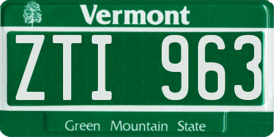 VT license plate ZTI963