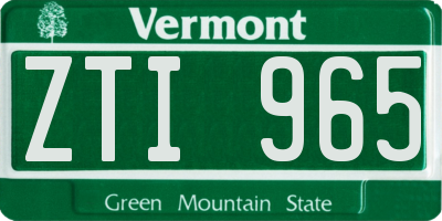 VT license plate ZTI965