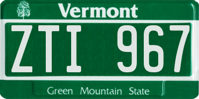 VT license plate ZTI967