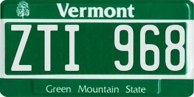 VT license plate ZTI968