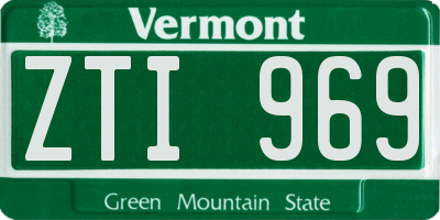 VT license plate ZTI969