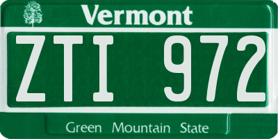 VT license plate ZTI972