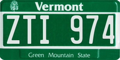 VT license plate ZTI974