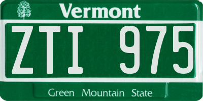 VT license plate ZTI975