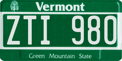 VT license plate ZTI980