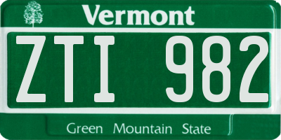 VT license plate ZTI982