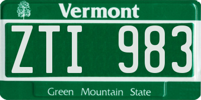 VT license plate ZTI983