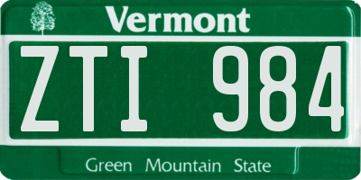 VT license plate ZTI984